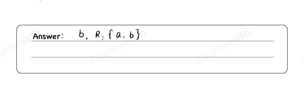 4. What is the range of the function shown by the diagram? a. R: 3,2,1 b. R: a,b c. R: 3,2,1,a,b d. R: a11 real numbers