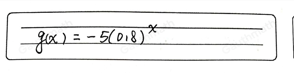 Which function represents a reflection of fx= 50.8x across the x-axis? gx=50.8-x gx=-50.8x gx= 1/5 0.8x gx=5-0.8x