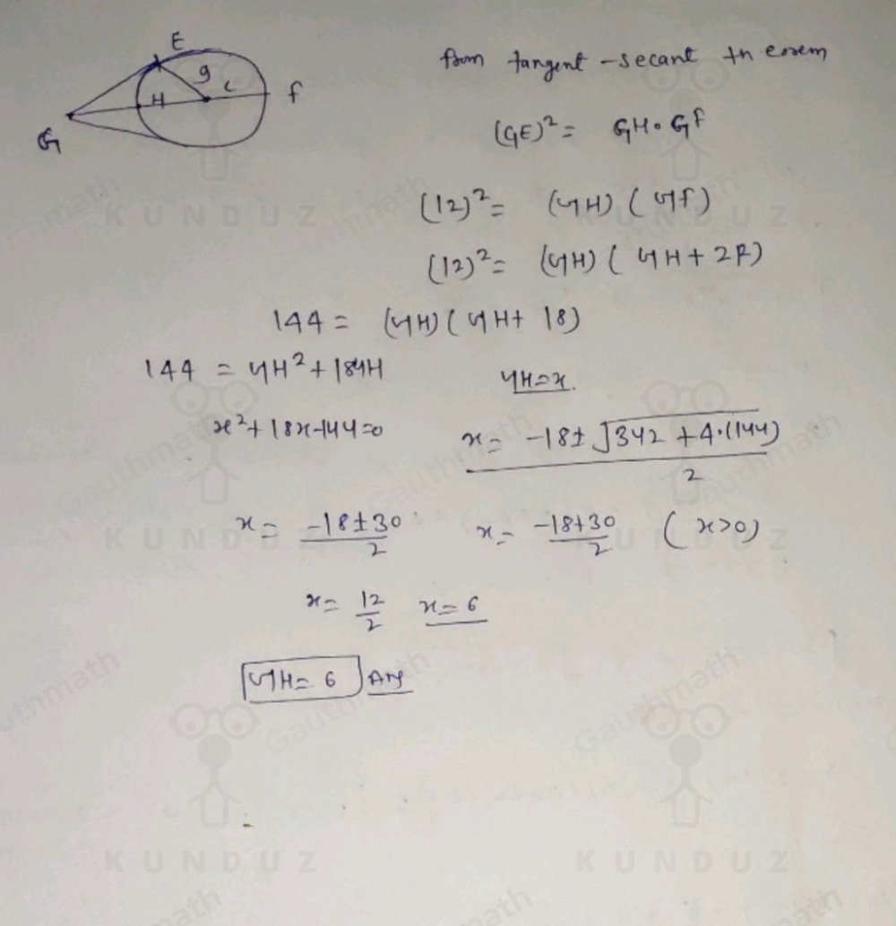 Points H and F lie on circle C. What is the length of line segment GH? 3 units 4 units 5 units 6 units