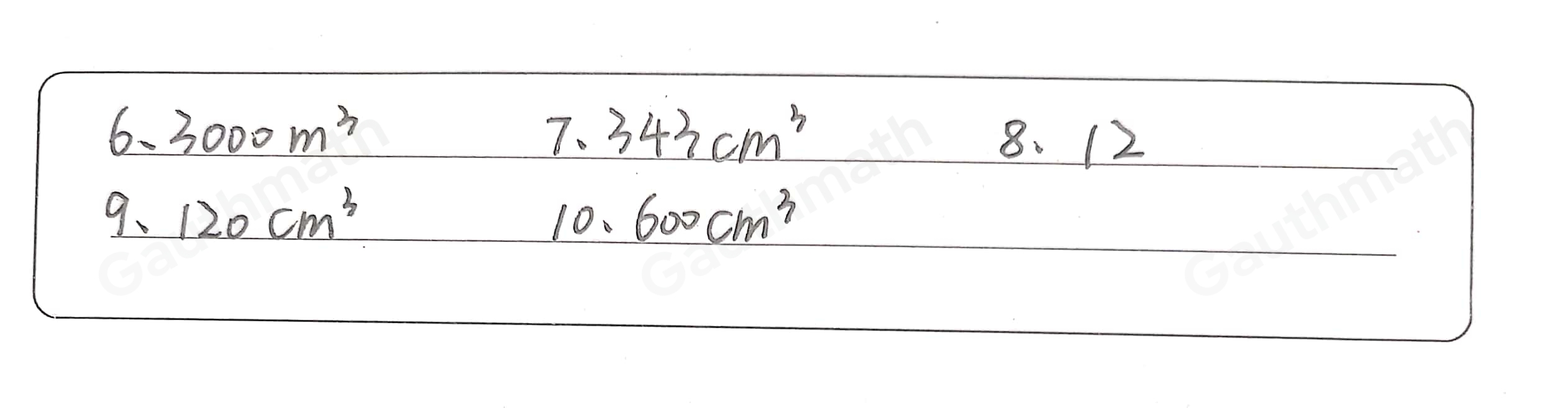 6. Find the volume using the appropriate formula. 7. Find the volume using the appropriate formula. 8. Find the volume ofthe solid figure. 1 cube =1 cubic cm. 9. Use the formula V=l x h to find the volume of each prism below. 10.