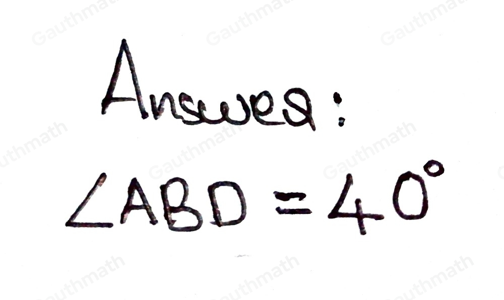 Points A, B, and C are on line AC. Angle CBD has a measure of 140 ° . What is the measure of angle ABD? 40 ° 50 ° 60 ° 70 °